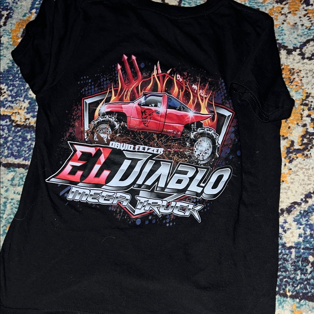El Diablo Mega Truck Kids Black T-Shirt SIZE 6 No tags GUC